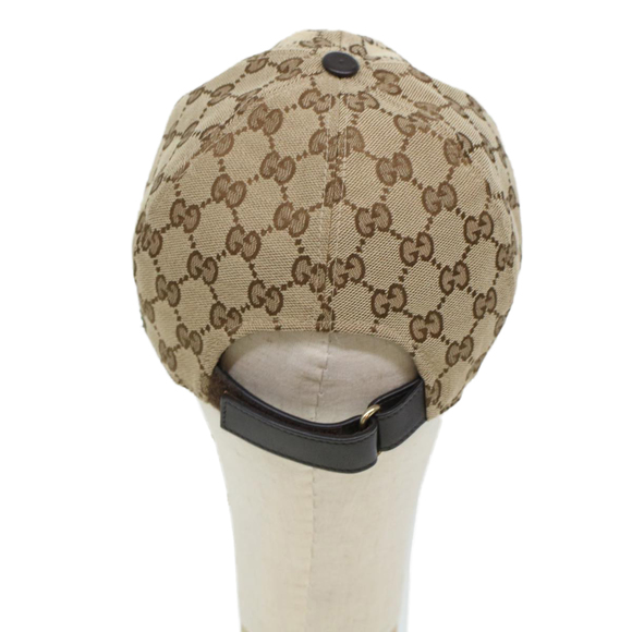 GUCCI GG Canvas Web Sherry Line Cap L Beige Red Green 200035 Auth ki2941 - Picture 3 of 10